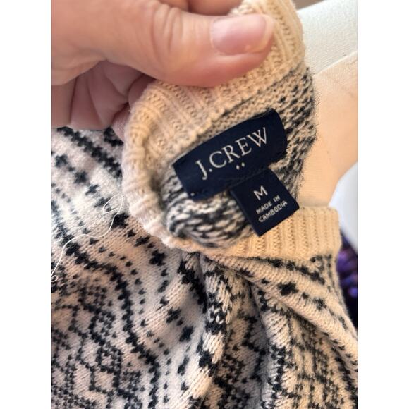 J Crew Crew Neck Striped Sweater Womens Medium Gray Wool Blend Preppy Casual - Picture 3 of 4